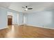 Expansive living room featuring hardwood floors, neutral paint, and an open floor plan at 3659 Brooks Bnd, Franklinton, NC 27525