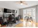 Home office with multiple screens and drum set at 408 E Maple Ave, Holly Springs, NC 27540