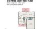 First floor plan of the home, featuring kitchen, dining and living area at 410 Pintail Ct, Durham, NC 27704