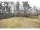 Spacious backyard featuring a gentle slope, mature trees, and wooden privacy fence at 5526 Spindlewood Ct, Durham, NC 27703
