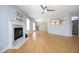 Cozy living room features a fireplace and open floor plan at 5526 Spindlewood Ct, Durham, NC 27703