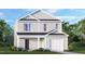 Charming two-story home with gray siding, black roof, front yard landscaping, and an attached one car garage at 6032 Sodium St, Raleigh, NC 27610