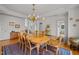 Dining area featuring a wooden table, hardwood floors, and elegant decor at 6106 Bent Oak Dr, Durham, NC 27705