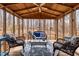 Cozy screened porch with stylish furniture and a view of the wooded surroundings at 6106 Bent Oak Dr, Durham, NC 27705