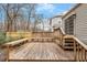 Expansive wooden deck perfect for outdoor entertaining and relaxation, with built-in bench at 8341 Wynewood Ct, Raleigh, NC 27616