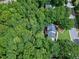 Aerial view of a house surrounded by dense trees, providing privacy and a natural setting at 102 Legault Dr, Cary, NC 27513