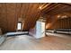 Unfinished attic space showing the roof construction and potential for customization or storage at 102 Legault Dr, Cary, NC 27513