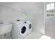 Laundry room with white appliances, sink, and storage with natural light at 102 Legault Dr, Cary, NC 27513