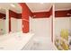 Colorful bathroom with a tub and shower combination, and a single vanity sink at 104 E Laramie Dr, Mebane, NC 27302