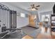 Spacious gym featuring ample workout equipment, recessed lighting, and a ceiling fan at 108 Springfield Pl, Hillsborough, NC 27278