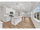Bright, open-concept kitchen with white cabinets, a large island, and stainless steel appliances at 119 Canary Ct, Raleigh, NC 27610