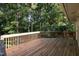 Inviting wood back deck perfect for outdoor relaxation and entertaining amid lush greenery at 1224 Manchester Dr, Raleigh, NC 27609