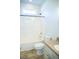 Clean and bright bathroom features a shower-tub combo, vanity and toilet at 159 Valhalla Dr, Timberlake, NC 27583