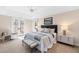 Comfortable and bright bedroom with a trey ceiling, large bed and view to the backyard at 303 Laurel Hill Road, Chapel Hill, NC 27514