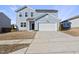 Charming two-story home with blue siding, a two-car garage, and a well-kept lawn at 3517 Strawberry Patch Row, Raleigh, NC 27604