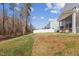 Flat backyard with grass, bare trees, and white fence in the distance at 3800 Cross Timber Ln, Raleigh, NC 27603