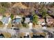Aerial view of a residential neighborhood with well-maintained homes and landscaping at 5401 Green Feather Ln, Raleigh, NC 27604