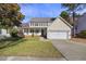 Inviting two-story home with a cozy front porch, lush green lawn, and attached garage at 5401 Green Feather Ln, Raleigh, NC 27604