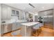 Modern kitchen featuring stainless steel appliances, an island with seating, and custom cabinetry at 705 Hinsdale St, Raleigh, NC 27605