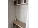 Mudroom features a built-in bench and cubbies, providing ample storage at 108 Pointe Park Cir, Holly Springs, NC 27540