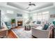 Cozy living room with a fireplace, comfortable seating, and ample natural light at 208 Abigail Ln, Gibsonville, NC 27249