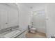 Bathroom featuring a shower/tub combo and granite countertops at 4207 Hampstead Village Dr, Durham, NC 27703
