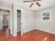 Bedroom boasts hardwood floors, closet, and a sunny window for great natural light at 427 Watson Rd, Efland, NC 27243