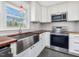 Close up view of kitchen with modern stainless appliances and farmhouse sink at 427 Watson Rd, Efland, NC 27243