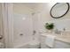 Neat bathroom features a shower-tub and updated fixtures at 4705 Blue Bird Ct # C, Raleigh, NC 27606