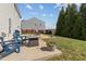 This backyard features a concrete patio with an outdoor seating area, a perfect spot for relaxation and enjoyment at 80 Ingle View Ct, Burlington, NC 27215