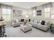 Spacious bonus room with a large gray sectional, neutral decor, and ample natural light at 1032 Country Pasture Cv, Wendell, NC 27591