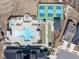 Aerial view of pool, hot tub, tennis, and bocce ball courts, showcasing the community's recreational features at 106 Ivory Ln, Raleigh, NC 27610