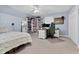 Bedroom with light blue walls, ceiling fan, a bookshelf and a home office desk at 107 Fishers Creek Ct, Cary, NC 27513
