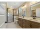 Modern bathroom with double vanity, walk-in shower, and neutral color palette for a spa-like feel at 1403 Antioch Church Rd, Timberlake, NC 27583