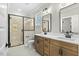 Modern bathroom with double vanity and walk-in shower at 1403 Antioch Church Rd, Timberlake, NC 27583