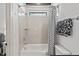 Classic bathroom with a tub and shower combination and decorative shower curtain at 2128 Arborwood Dr, Durham, NC 27705