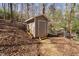 Backyard shows a storage shed with easy access, perfect for storing your tools and outdoor equipment at 330 Wesley Dr, Chapel Hill, NC 27516