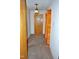Hallway with carpet and wooden trim, and vintage light fixture at 3359 Huffines Dr, Burlington, NC 27217