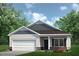 Charming single-Gathering home features a front-entry garage and a cozy covered front porch at 4888 Pioneer Dr, Sanford, NC 27330