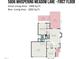 First-floor floor plan showcasing layout of primary bedroom, Gathering room, kitchen, garage, and outdoor spaces at 5806 Whispering Meadow Ln, Durham, NC 27712