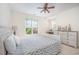 Calm bedroom featuring neutral wall, furniture set, ceiling fan and a window at 622 Ives Ct # 622, Chapel Hill, NC 27514