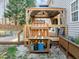 Deck featuring a covered gazebo with comfortable seating and a 'Potting Bench' area at 1006 Scotsburg Trl, Hillsborough, NC 27278