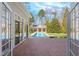 Private backyard with beautiful pool and cabana; excellent for entertaining at 109 Chimeneas Pl, Chapel Hill, NC 27517