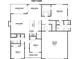Detailed first floor plan outlining the layout of a single-Gathering home, including the kitchen, living room and bedrooms at 123 Pretty Run Branch Ln, Wendell, NC 27591