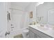 Clean and functional bathroom featuring a tub with shower and a vanity with sink at 213 Chateau Way, Angier, NC 27501