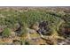 An aerial view showcases homes surrounded by trees in a wooded, nature-filled community at 2204 Gentry Dr, Durham, NC 27705