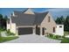 Three-car garage with black doors and concrete driveway at 297 Colonial Ridge Dr, Pittsboro, NC 27312