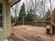 Outdoor back deck constructed with stained wood offers outdoor living and entertaining space at 426 Fincastle Dr, Cary, NC 27513