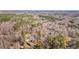 Wide aerial shot of a secluded property with a home, pool, lush trees, and long driveway in a peaceful wooded setting at 520 Log Barn Rd, Pittsboro, NC 27312