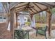 Relaxing cabana offers comfortable seating and a tranquil setting in the backyard at 520 Log Barn Rd, Pittsboro, NC 27312